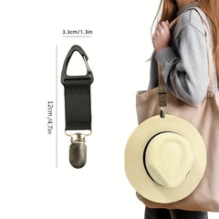 Faux Leather Hat Clip for Travel, Securely Attaches to Handbags and Backpacks