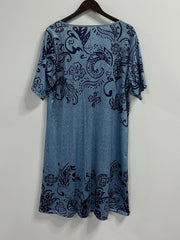  Boho Dress Women's Plus Floral Print Short Sleeve V Neck Dress