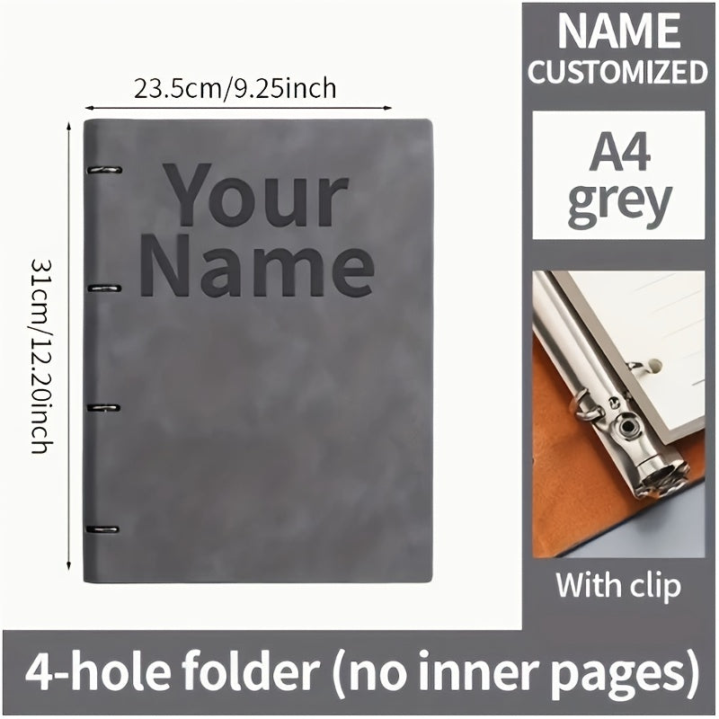 Personalized PU Leather Binder with Custom Engraved Name