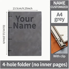 Personalized PU Leather Binder with Custom Engraved Name