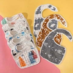 Baby Bib Cotton Gauze Cartoon Pattern Bib for 0-3 Years
