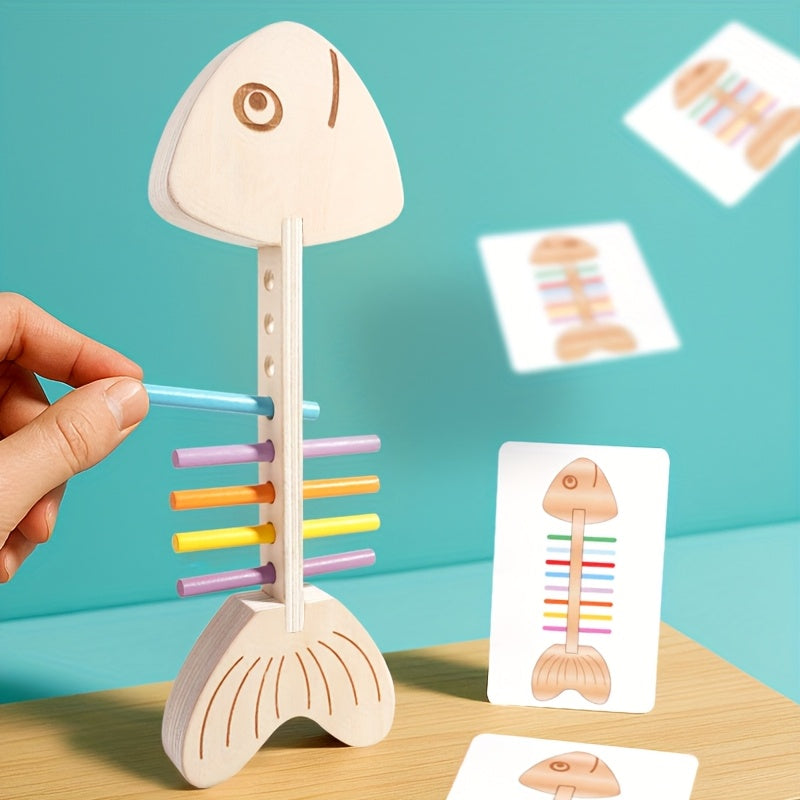 Colorful Striped Fishbone Toy for Fine Motor Skills