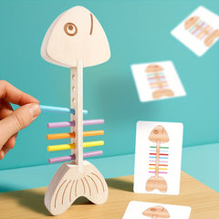Colorful Striped Fishbone Toy for Fine Motor Skills