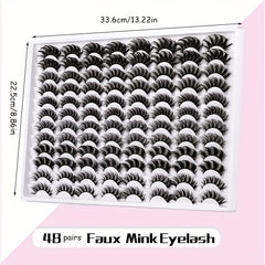 48 Pairs Fluffy Thick Faux Mink Lashes Soft Natural Long Wispy Full Strip Lashes