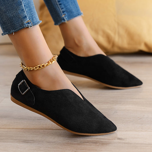Women's Suede Loafers Soft Pointed Flats