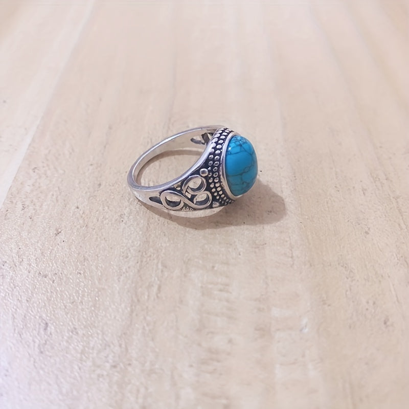 Vintage Turquoise Engagement Ring Wedding Bridal Jewelry