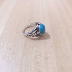 Vintage Turquoise Engagement Ring Wedding Bridal Jewelry