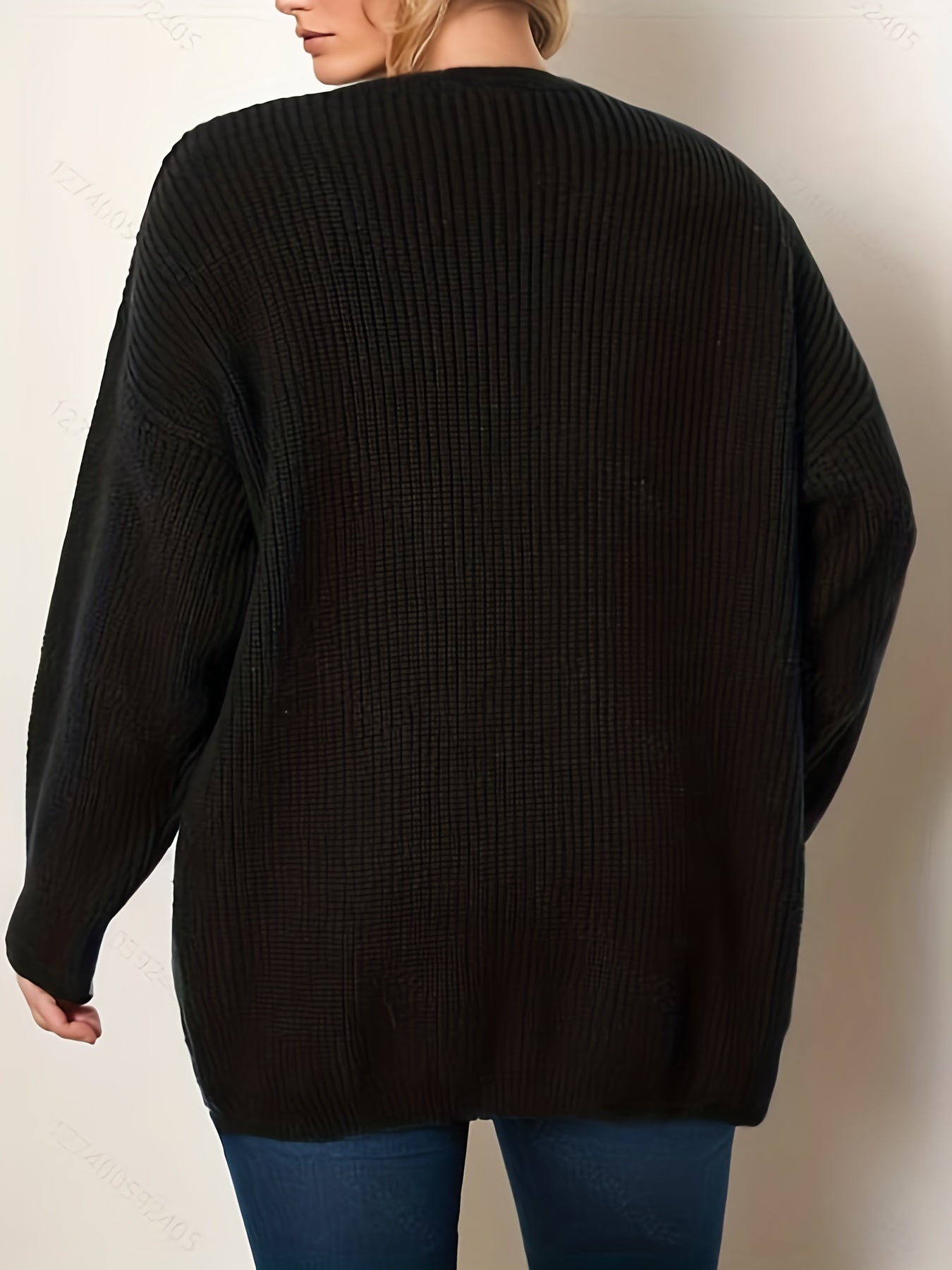  Cable Knit Open Front Long Sleeve Cardigan