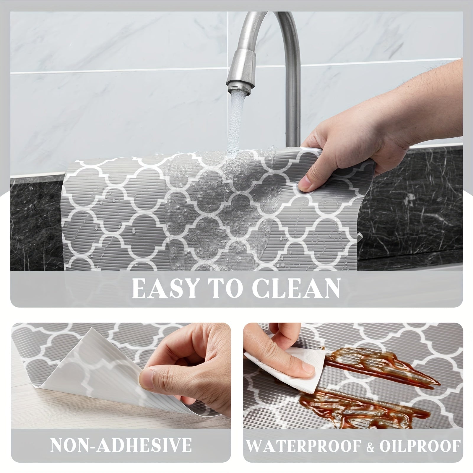 Non Adhesive Kitchen Shelf Liner Roll Moisture Proof Anti Slip Fridge Table Pad