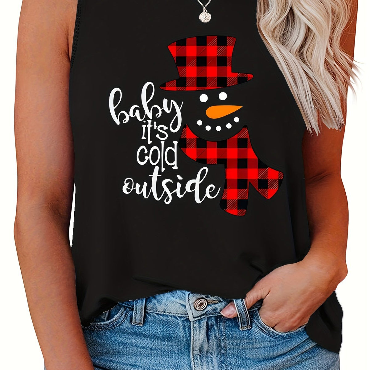  Christmas Casual Tank Top Women's Plus Graphic & Slogan Print