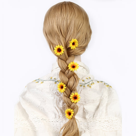 Sunflower Hair Clip Set Non Slip Duck Billed Flower Side Ponytail Accessories