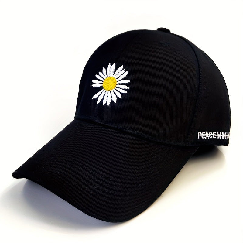 Daisy Embroidery Baseball Cap Adjustable Solid Dad Hats