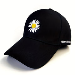 Daisy Embroidery Baseball Cap Adjustable Solid Dad Hats