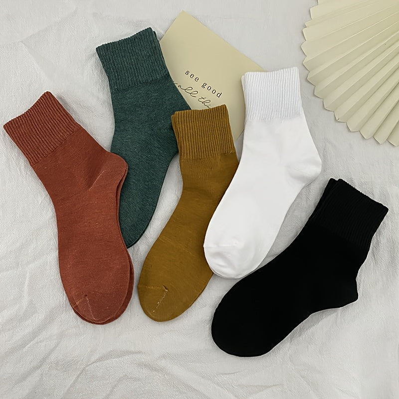 5 Pairs Soft Mid Tube Socks Women's Stockings