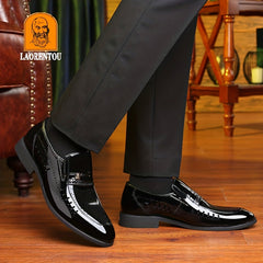 LAORENTOU Men's Leather Loafer Shoes Lightweight Non Slip Formal Shoes