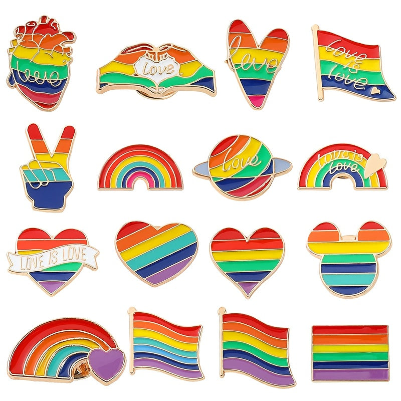 Rainbow Heart Flag Heart Embroidered Brooch Personality Alloy Pin