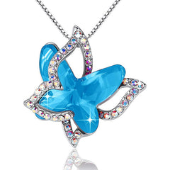 12-Month Birthstone Butterfly Pendant Necklace for Mother's Anniversary Birthday