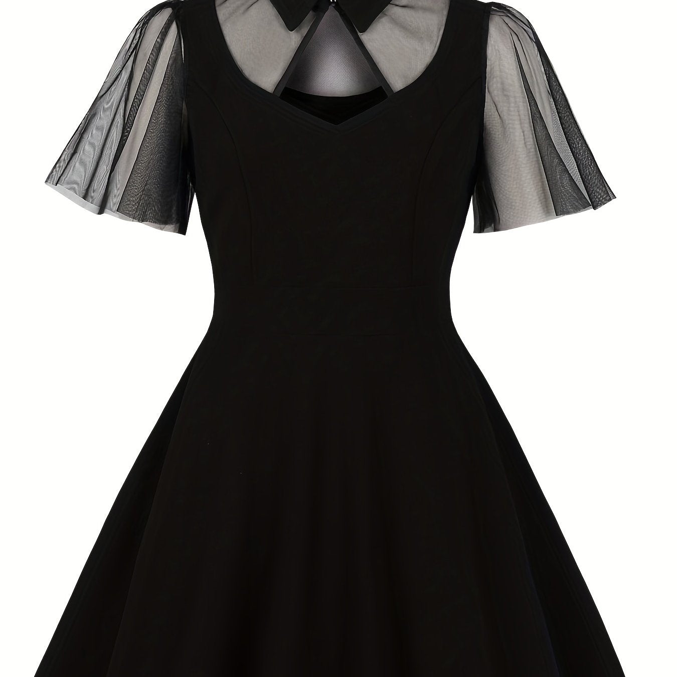  Women's Semi Sheer Polo Neck Dress