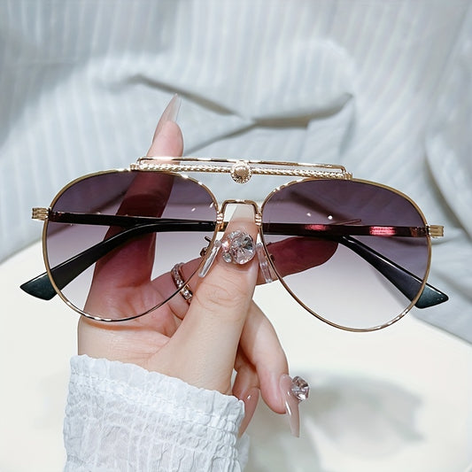 Double Bridge Aviator Sunglasses Gradient UV400 Sun Shades