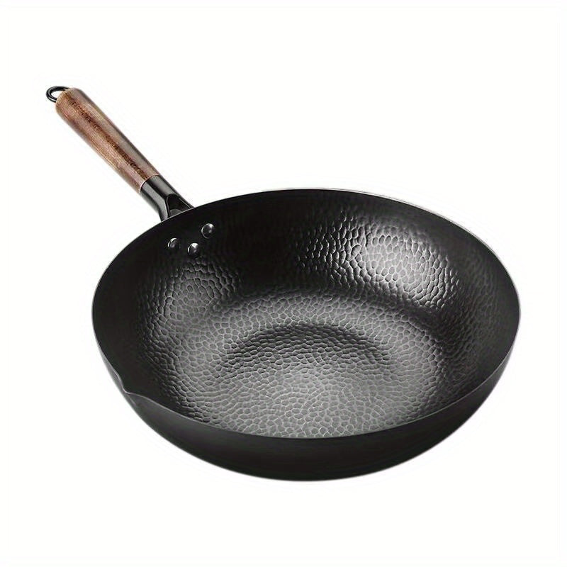 32cm Cast Iron Wok Flat Bottom Cookware for All Stoves