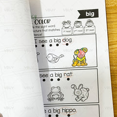 Preschool Sight Words Workbook with Matching Sentences & Pictures