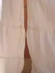  Solid Elastic High Rise Wide Leg Trousers