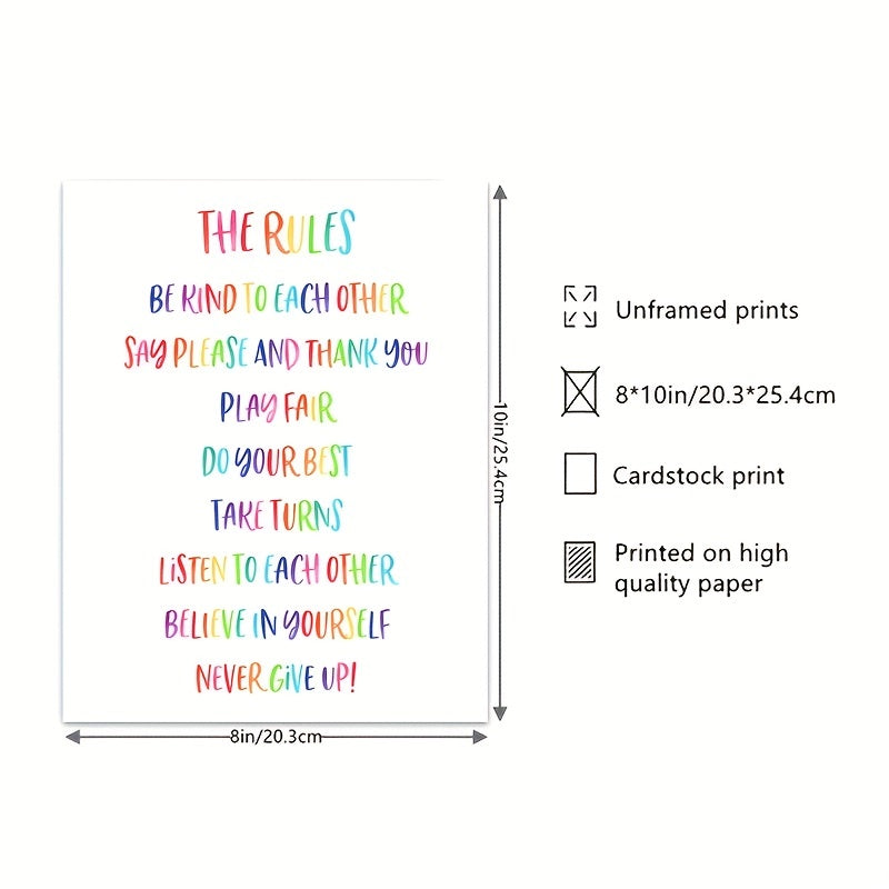 Rainbow Classroom Rules Poster - Playroom Decor