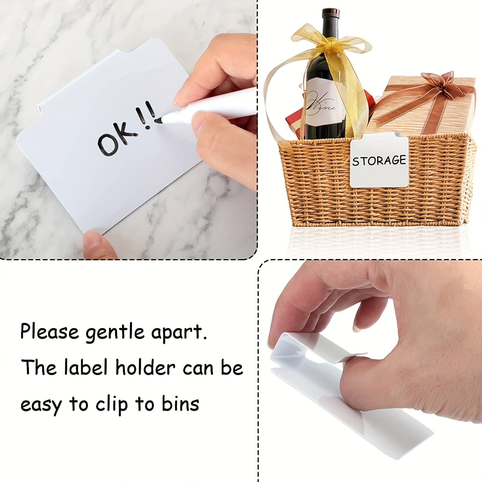 10pcs Plastic Clip on Baskets & Bin Labels for Office Organization