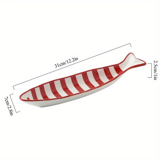 Ceramic Fish Snack Dish Hand Printed Seasoning Plate Creative Sushi Plate