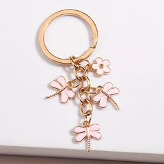Dragon & Flower Keychain Metal Key Ring Handbag Car Charm Phone Pendant Gift