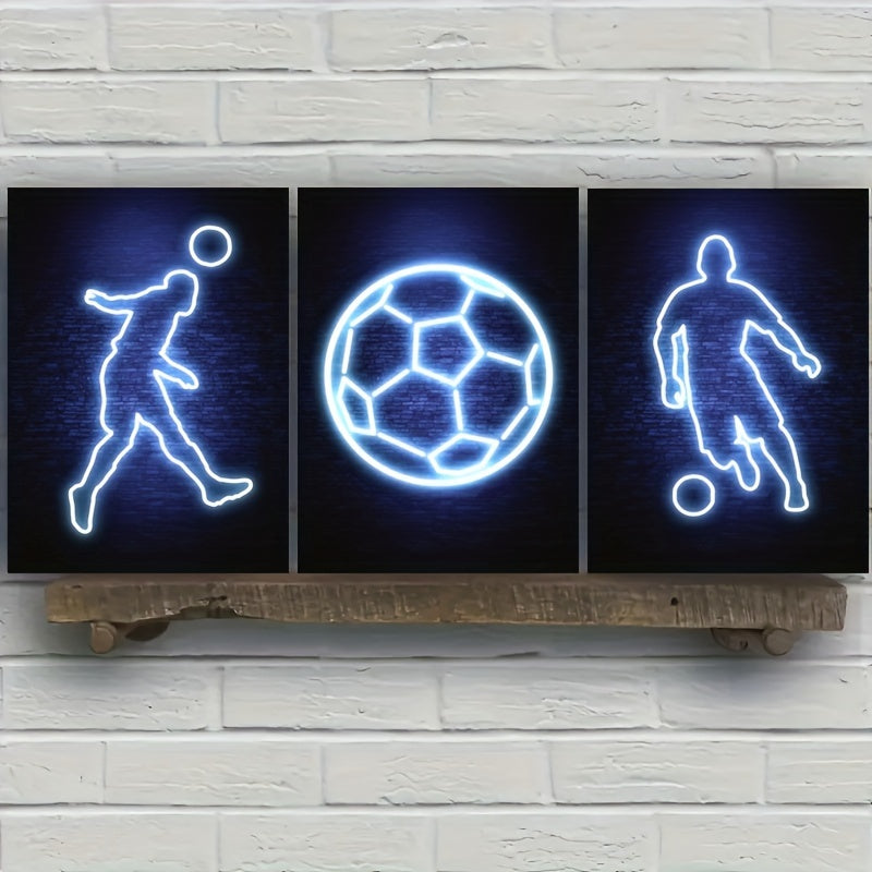 Modern Art Neon Football Player Canvas Poster