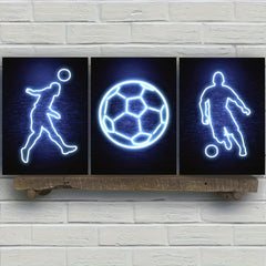 Modern Art Neon Football Player Canvas Poster