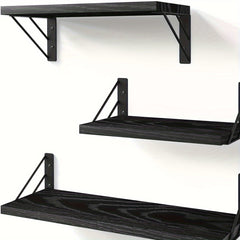 Adjustable Kitchen Racks 3 Tier Wall Shelves Wooden Storage Hanging Shelf