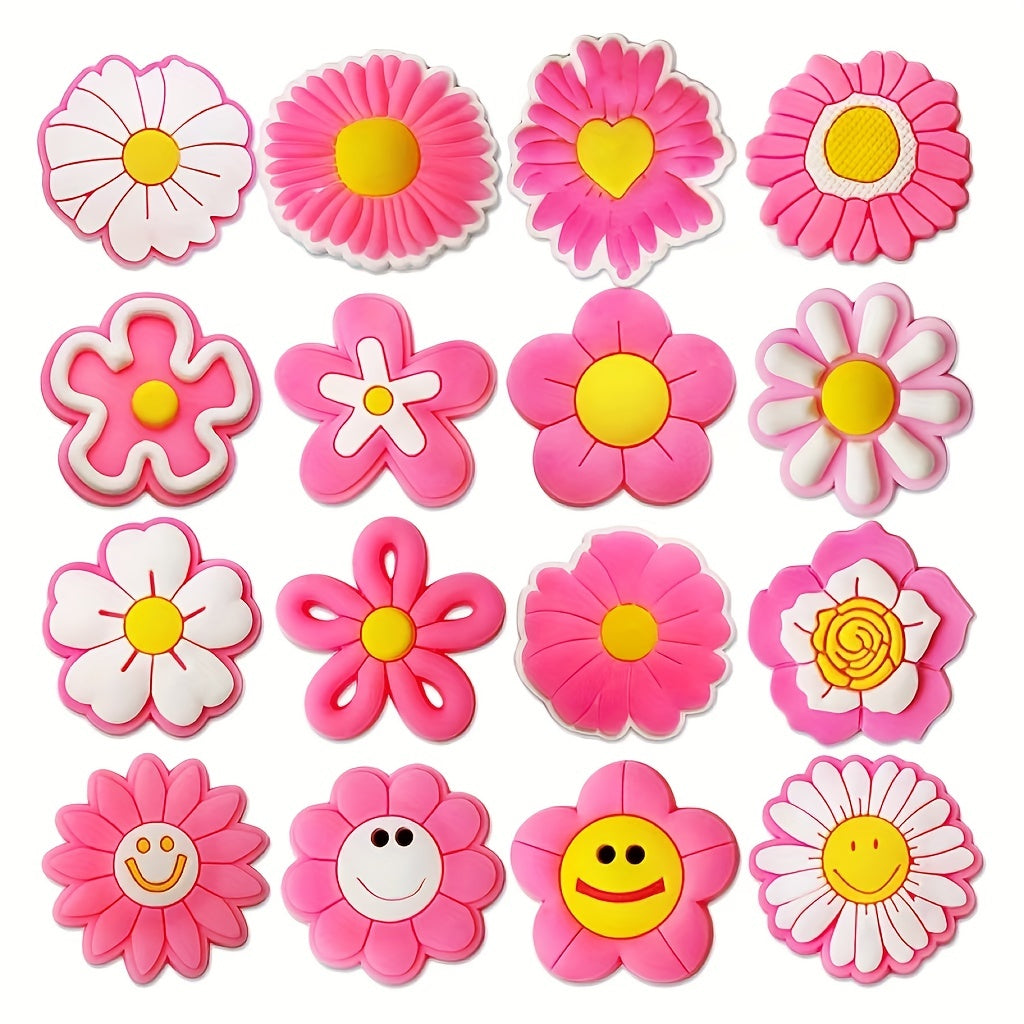 16 Pink Daisy Shoe Charms For Clogs Sandals Unisex Kids