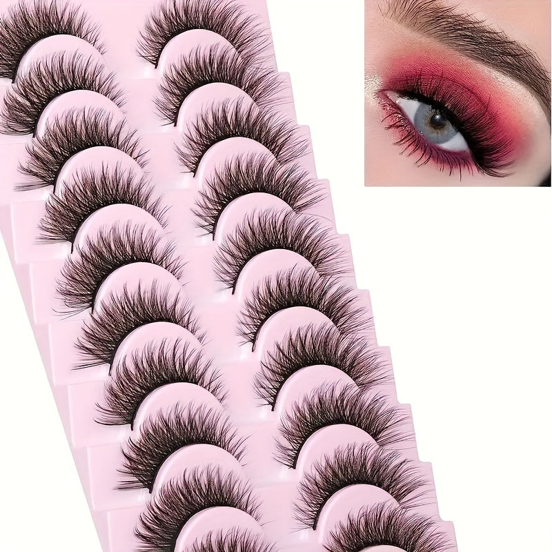 10 Pairs 3D Mink Cat Eye Style Lashes - 13mm