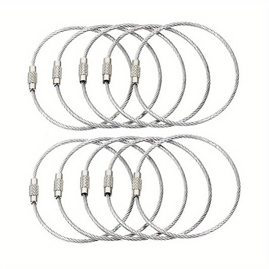 5pcs Stainless Steel Wire Keychain Keyring Luggage Tag Screw Key Chain