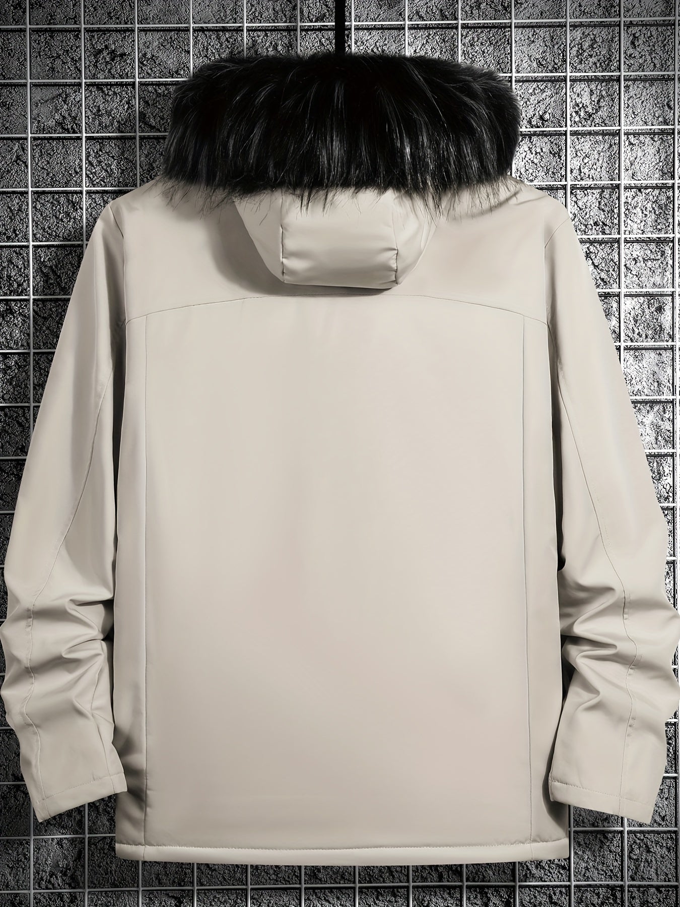 Hooded Winter Jacket Men's Solid Zip Up Padded Jacket
