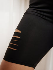  High Stretch Biker Shorts - Skinny Fit Cut Out Casual Shorts