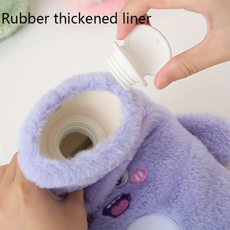 Plush Water Bag w/ Pocket & Soft Cover 17.63oz Hot Bottle for Menstrual Cramps
