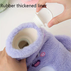 Plush Water Bag w/ Pocket & Soft Cover 17.63oz Hot Bottle for Menstrual Cramps
