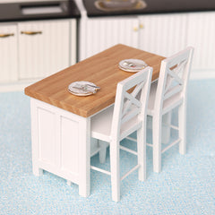 1:12 Scale Dollhouse Dining Table and Chairs Set with Food Items