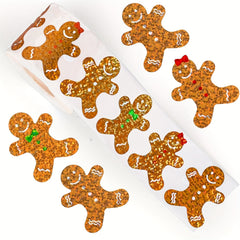 500pcs Gingerbread Sticker Roll - Colorful Biscuit Shape Self Adhesive Sticker