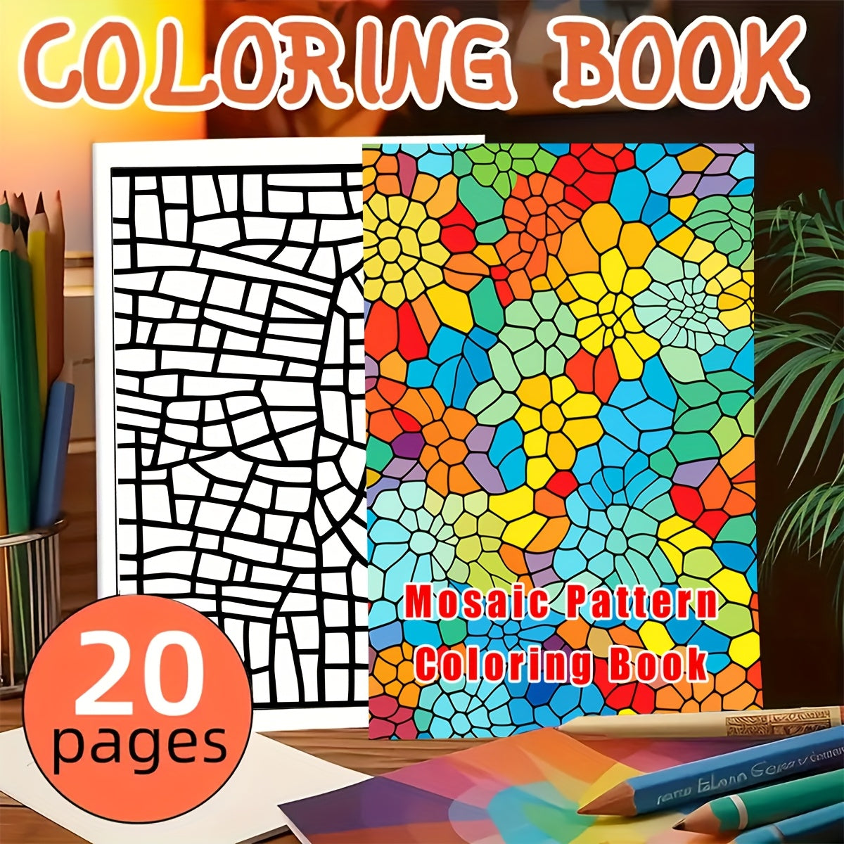 Creative Escape Mosaic Coloring Book - 20 Beautiful Sheets A4 Size