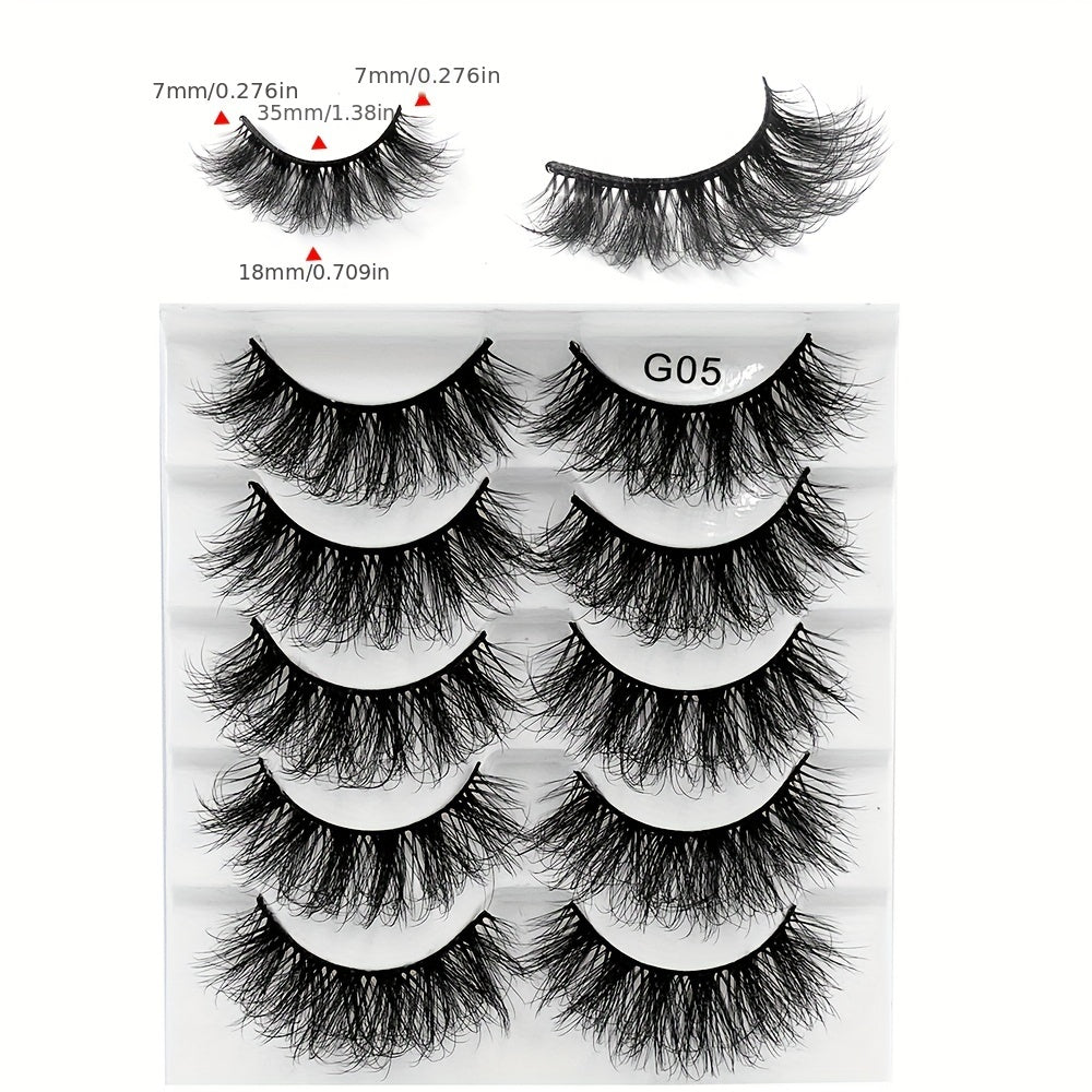 5 Pairs Cross Mink Hair False Eyelashes Dense Layered Fried Hair Models