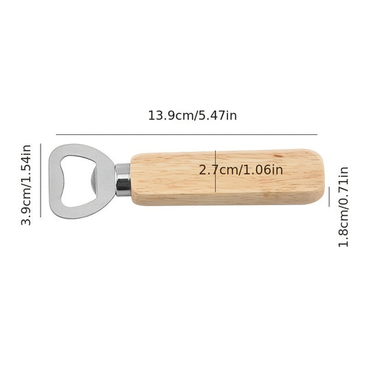 Wooden Handle Opener Beer Can & Wine Bottle Stainless Steel Opener