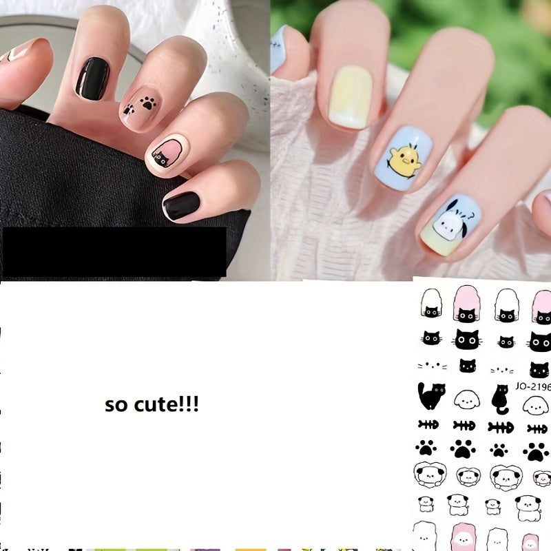 Cartoon Dog Kitten Nail Sticker DIY Decorative Sticker