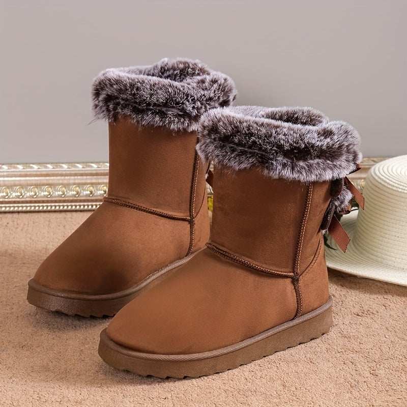 Warm Snow Boots With Bowknot Decoration Soft And Comfortable