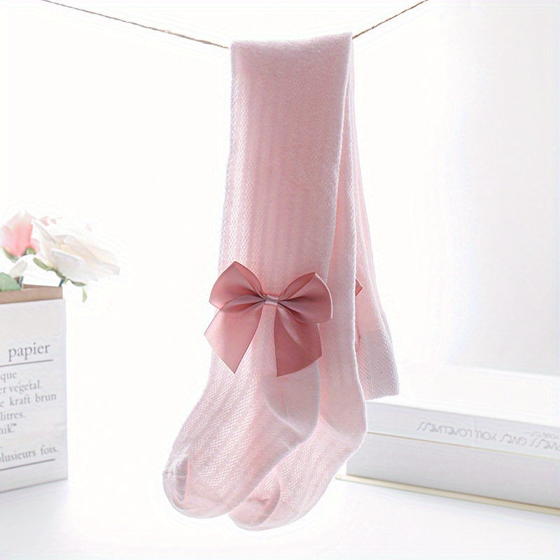 Baby Girls Bow Pantyhose Mesh Thin Tights Spring Summer