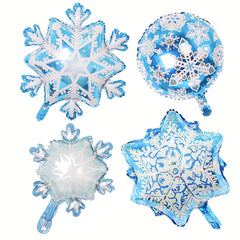 4pcs Snowflake Balloons Large And Small Snowflake Aluminum Foil Decorations
