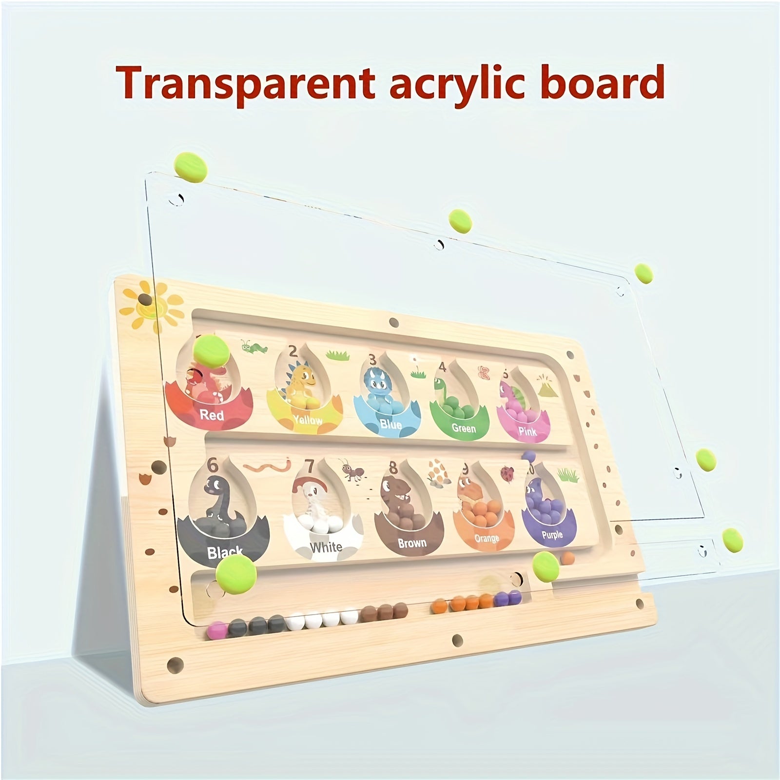 Wooden Dinosaur Magnetic Maze Number Puzzle Toy